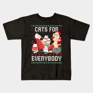 Cats For Everybody - Christmas Ugly Sweater - Cute Cat Lover Gift Kids T-Shirt